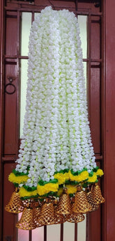 Mogra With Bell Flower Strings, Torans Flower Garland Lines, Home Décor Wall/Door Hanging, Haldi/Mehndi/Birthday Parties, Diwali Décor